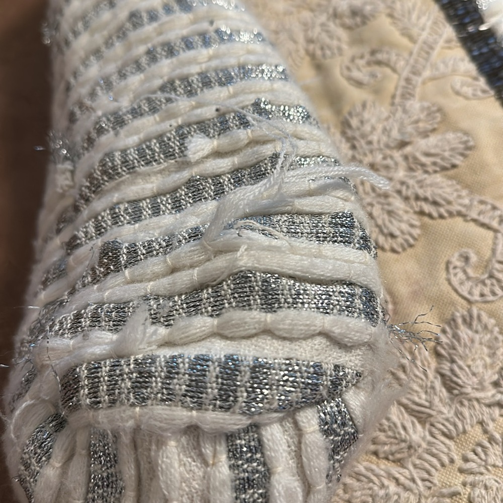 Anthropologie Jasper & Jeera Elegant Cream and Gray Embroidered Beaded Bag - Picture 5 of 14
